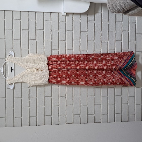 City Triangles Lace Tie Front Sleeveless Boho Maxi Dress. Size Medium - Picture 9 of 11